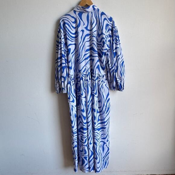 NWT THE LULO PROJECT Ale Dress Zebra Dunas Blue Maxi - Picture 3 of 8